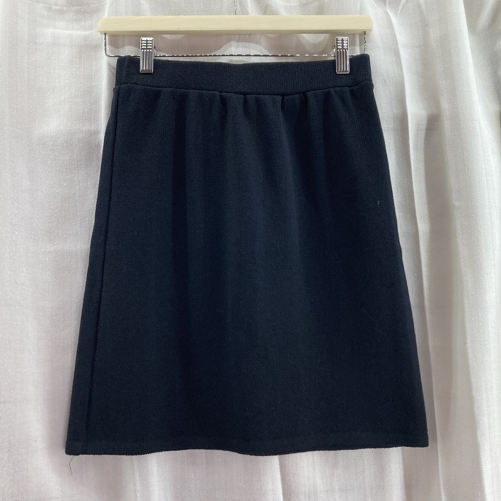 St John Basics‎ Sz 6 Santana Knit Black Midi Skirt Quiet Luxury Minimal Neutral
